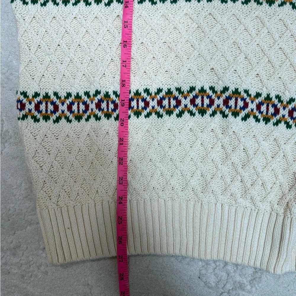 Vintage Eddie Bauer Nordic Fair Isle Sweater‎ Mens L XL Cream Cotton Fisherman - Picture 6 of 6